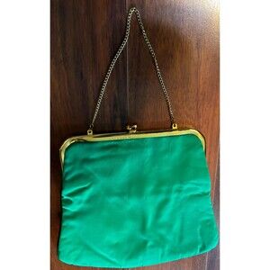 JR USA Satin Green and Gold Evening Bag circa 1960s.